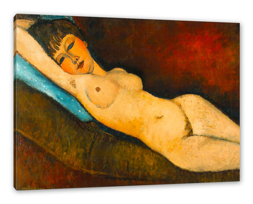 Amedeo Modigliani - Nu Couché au coussin bleu Leinwanbild Rechteckig