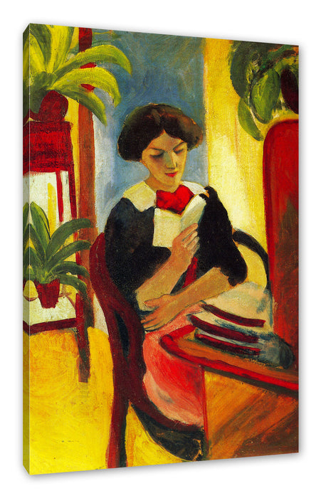 August Macke - Abstrakt Elizabeth Reading Leinwanbild Rechteckig