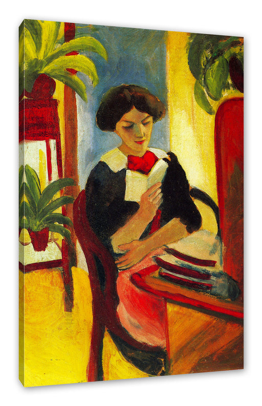 August Macke - Abstrakt Elizabeth Reading Leinwanbild Rechteckig