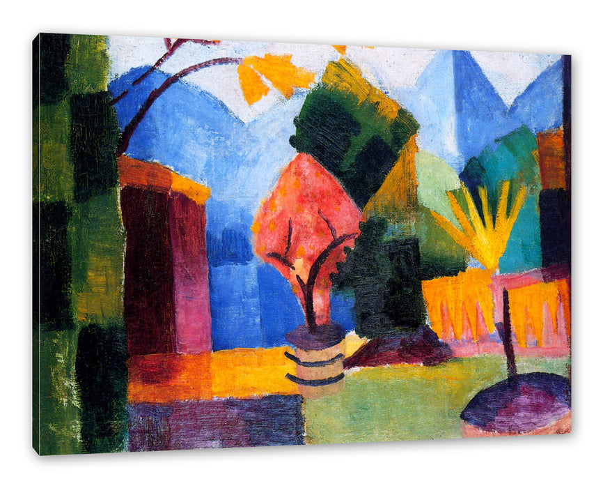 Pixxprint August Macke - Garten am Thuner See , Leinwandbild