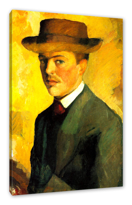 Pixxprint August Macke - Selbstportrait mit Hut , Leinwandbild