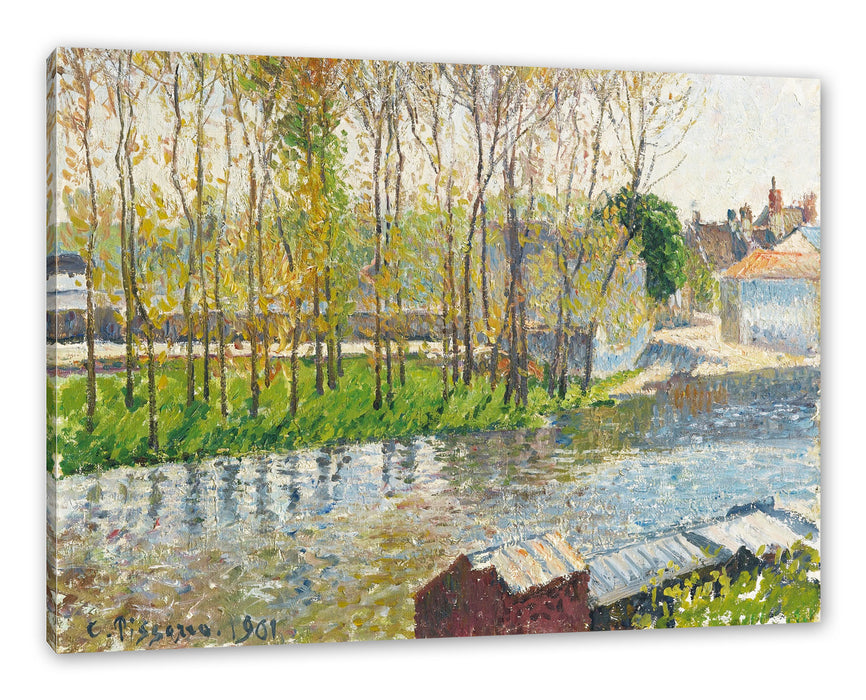 Pixxprint Camille Pissarro - BORDS DU LOING À MORET , Leinwandbild