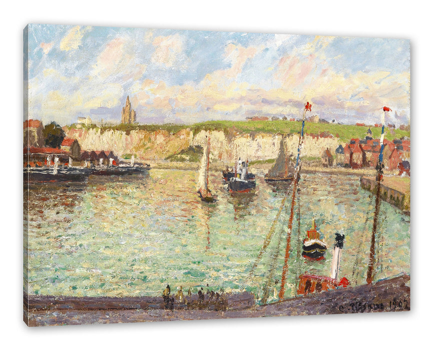 Pixxprint Camille Pissarro - L'AVANT-PORT DE DIEPPE APRÈS-MIDI, Leinwandbild