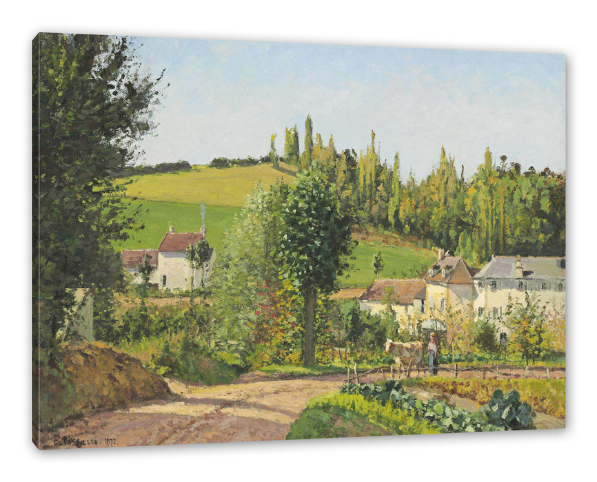 Pixxprint Camille Pissarro - Hameau aux environs de Pontoise , Leinwandbild