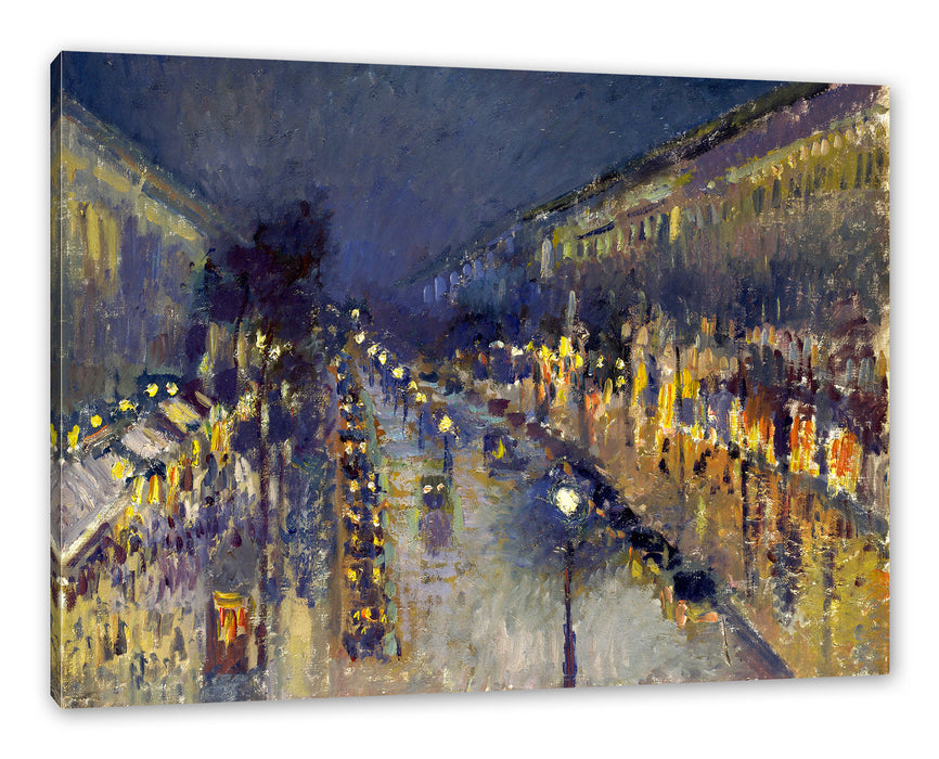 Pixxprint Camille Pissarro - The Boulevard Montmartre at Night , Leinwandbild