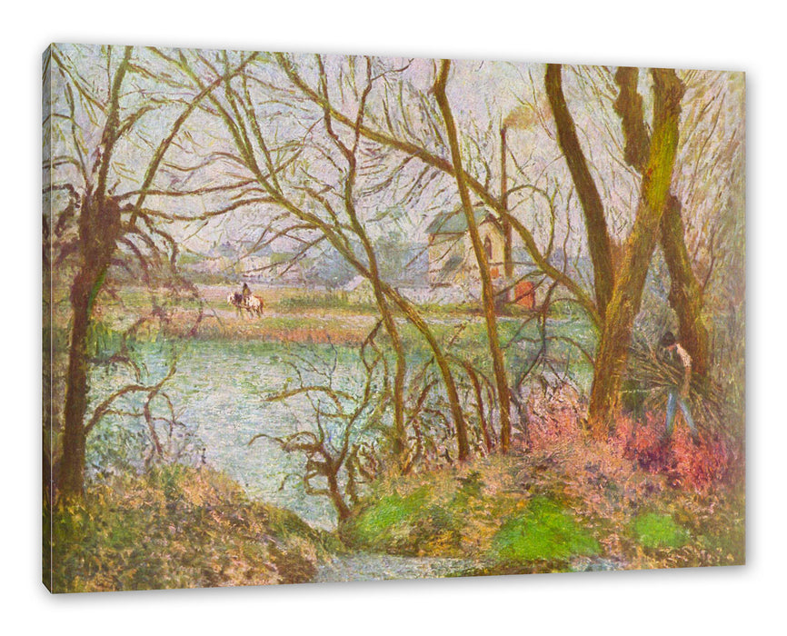 Pixxprint Camille Pissarro - Bords de l'Oise près de Pontoise , Leinwandbild