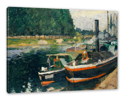 Camille Pissarro - Barges at Pontoise  Leinwanbild Rechteckig