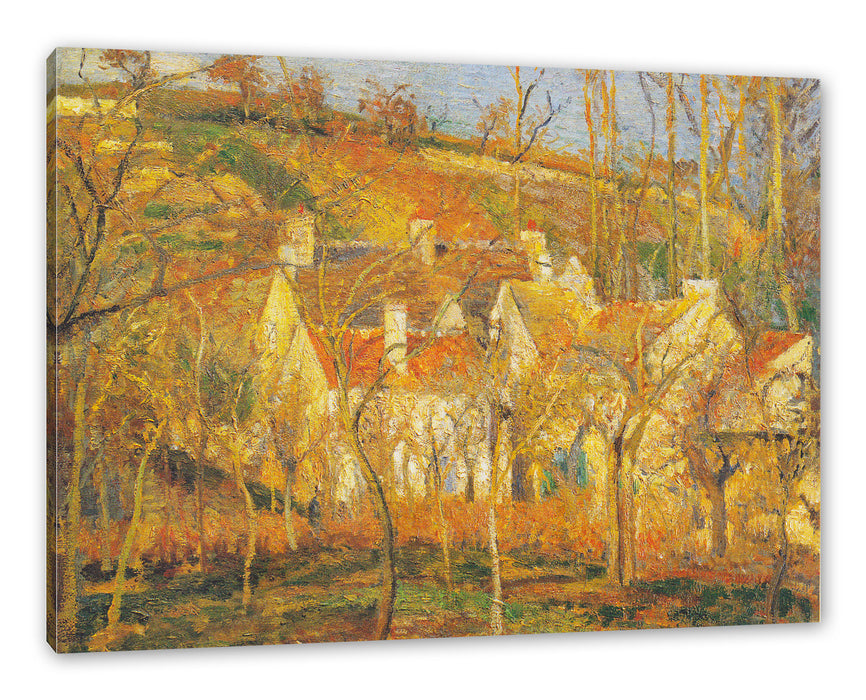 Pixxprint Camille Pissarro - Les toits rouges coin de village, Leinwandbild