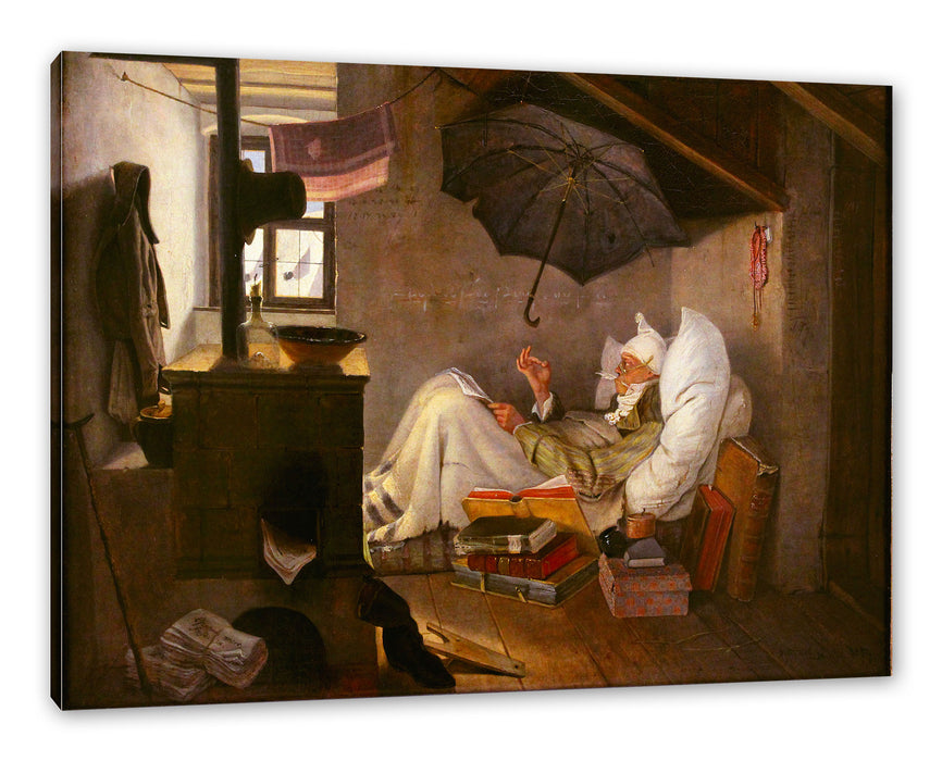 Pixxprint Carl Spitzweg - Der arme Poet, Leinwandbild