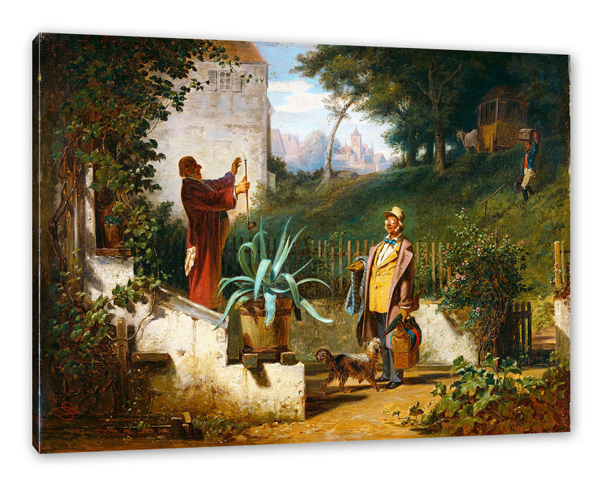 Pixxprint Carl Spitzweg - Jugendfreunde , Leinwandbild
