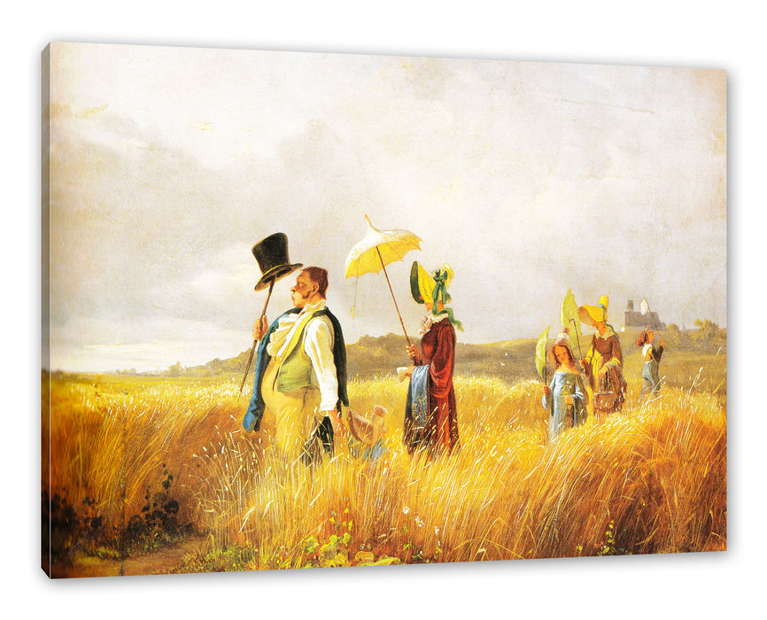 Pixxprint Carl Spitzweg - Sonntagsspaziergang, Leinwandbild