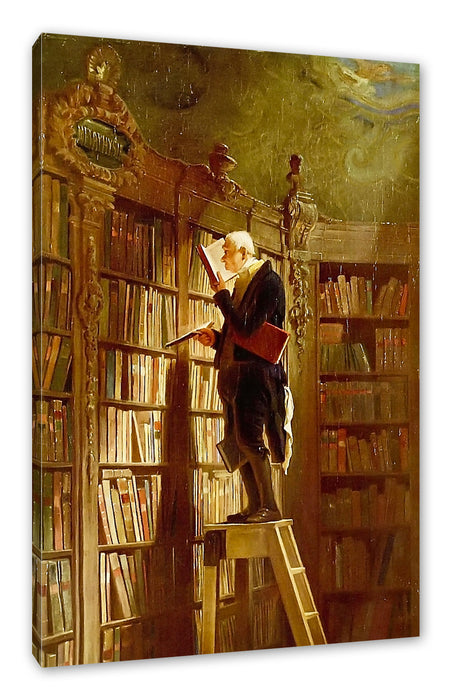 Pixxprint Carl Spitzweg - Der Bücherwurm , Leinwandbild