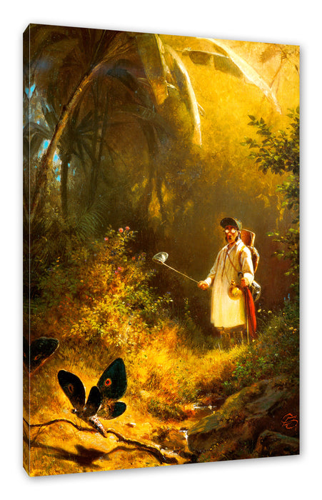 Pixxprint Carl Spitzweg - Der Schmetterlingsjäger , Leinwandbild