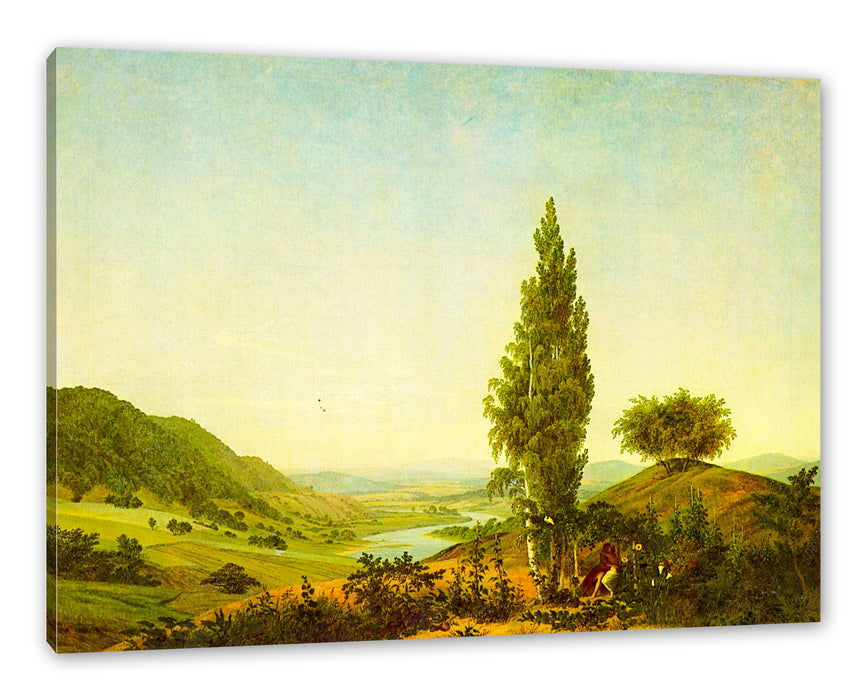 Pixxprint Caspar David Friedrich - Der Sommer Landschaft mit Lie, Leinwandbild