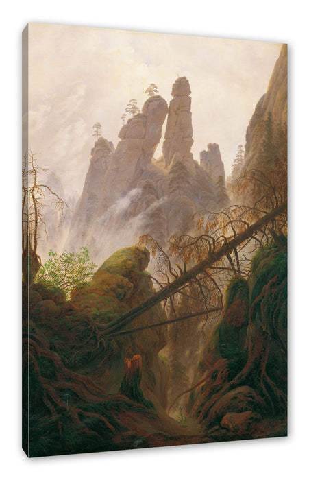 Pixxprint Caspar David Friedrich - Felsenlandschaft im Elbsandste, Leinwandbild