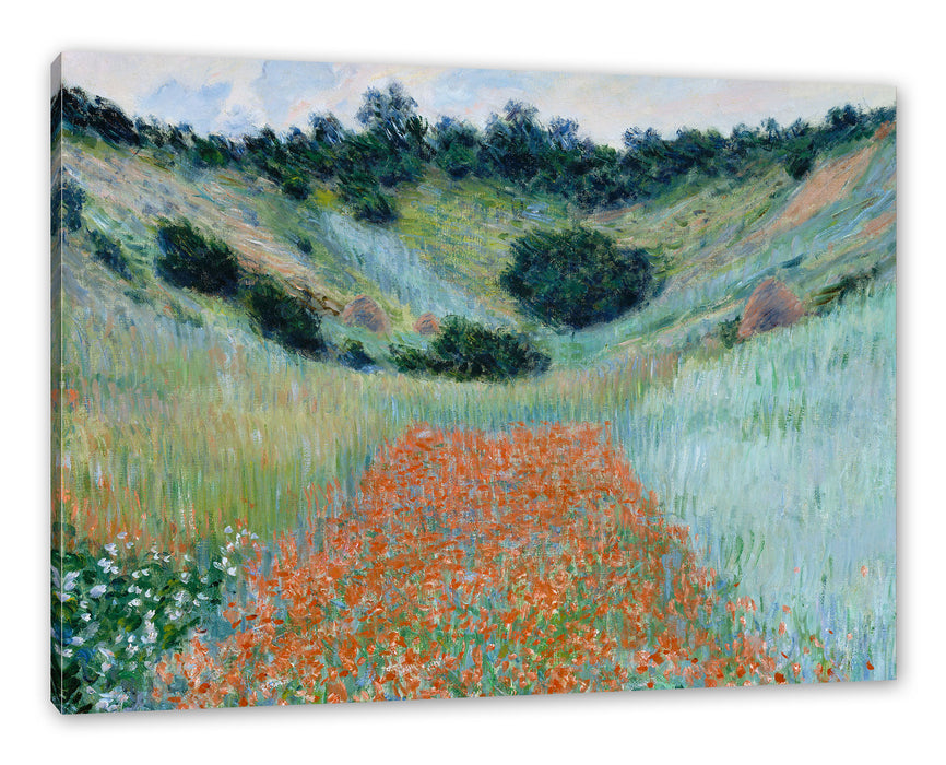 Pixxprint Claude Monet - Mohnfeld bei Giverny , Leinwandbild