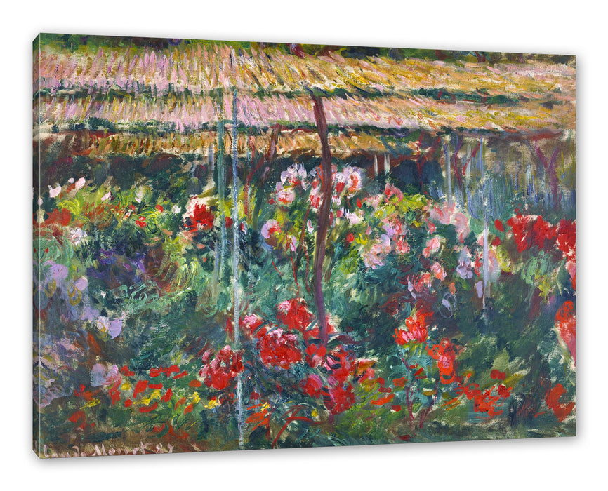 Pixxprint Claude Monet - Pfingstrosen-Garten , Leinwandbild