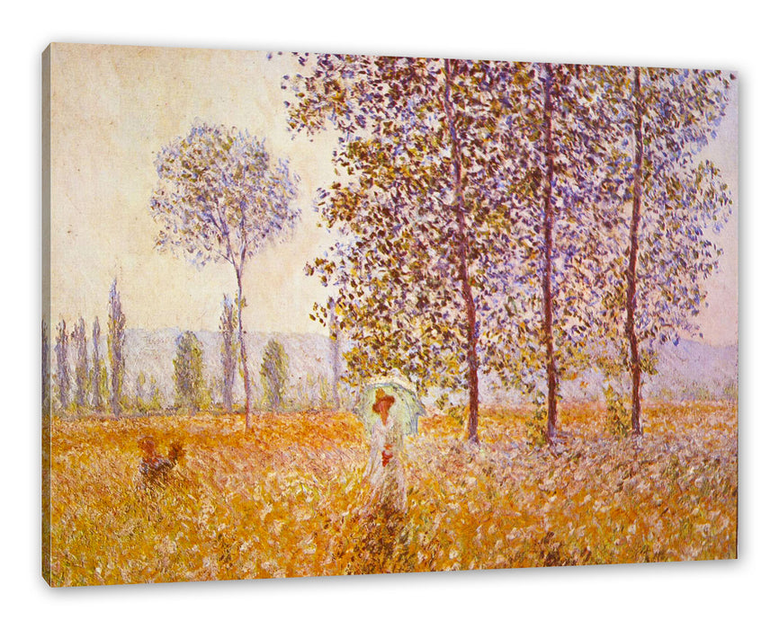 Pixxprint Claude Monet - Pappeln im Sonnenlicht , Leinwandbild