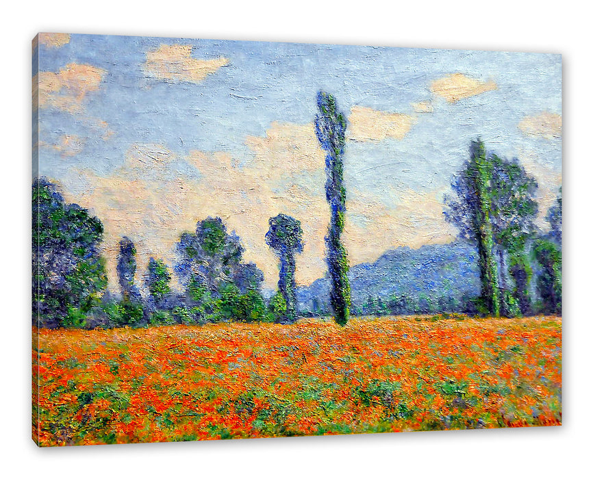 Pixxprint Claude Monet - Mohnfeld Giverny , Leinwandbild