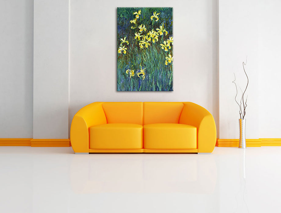 Claude Monet - Gelbe Schwertlilien  Leinwandbild im Wohnzimmer Rechteckig
