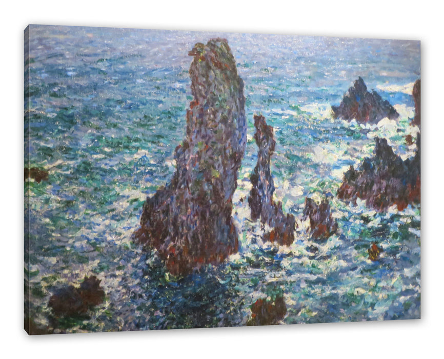 Pixxprint Claude Monet - Felsen bei Belle-Ile, Leinwandbild