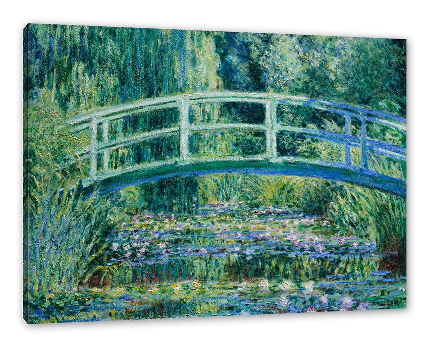 Pixxprint Claude Monet - Seerosen und japanische Brücke , Leinwandbild