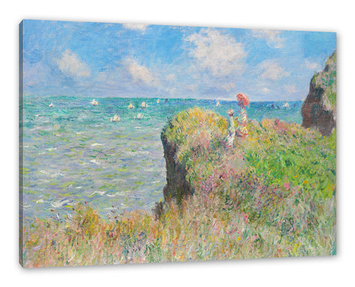 Claude Monet - Spaziergang auf Klippen-Ebene bei Pourvi Leinwanbild Rechteckig