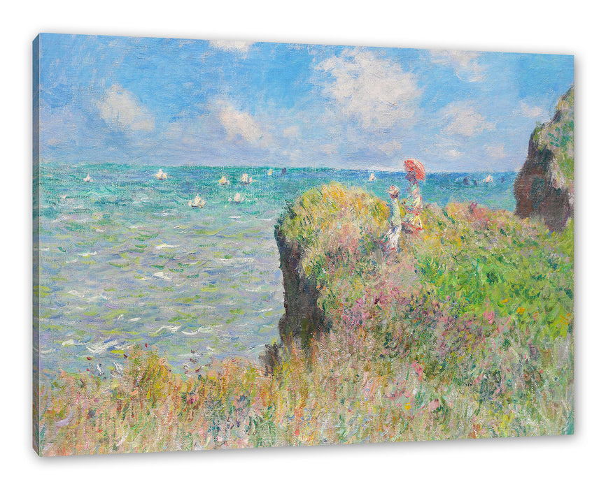 Pixxprint Claude Monet - Spaziergang auf Klippen-Ebene bei Pourvi, Leinwandbild