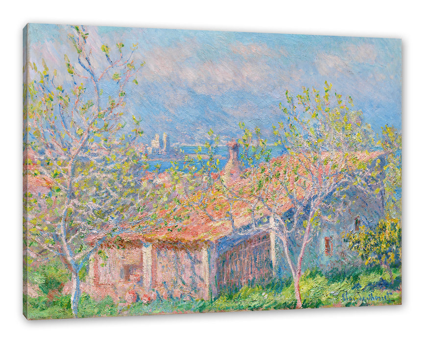 Pixxprint Claude Monet - Gärtner Häuschen in Antibes, Leinwandbild