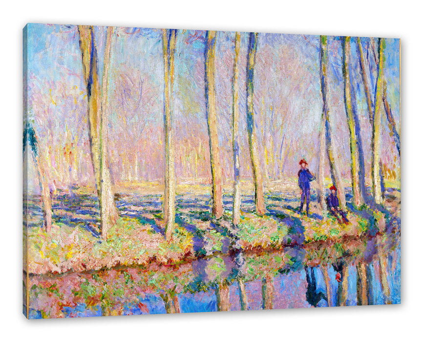 Pixxprint Claude Monet - Pierre Hoschede und Michel Monet am Ufer, Leinwandbild