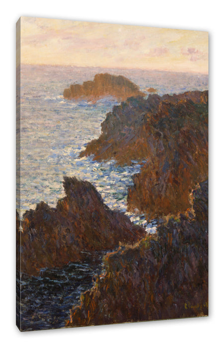 Pixxprint Claude Monet - Felsen in Belle-ile Port-Domois, Leinwandbild