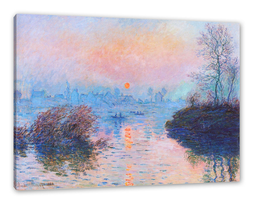 Pixxprint Claude Monet - Sonnenuntergang auf der Seine im Winter, Leinwandbild