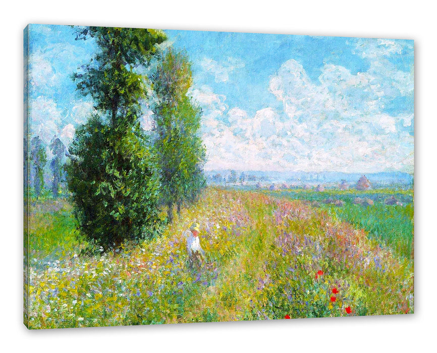 Pixxprint Claude Monet - Wiese mit Pappeln, Leinwandbild