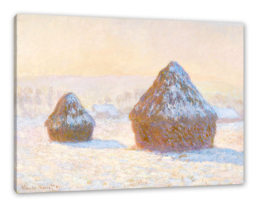 Claude Monet - Heuschober Schneeeffekt  Leinwanbild Rechteckig