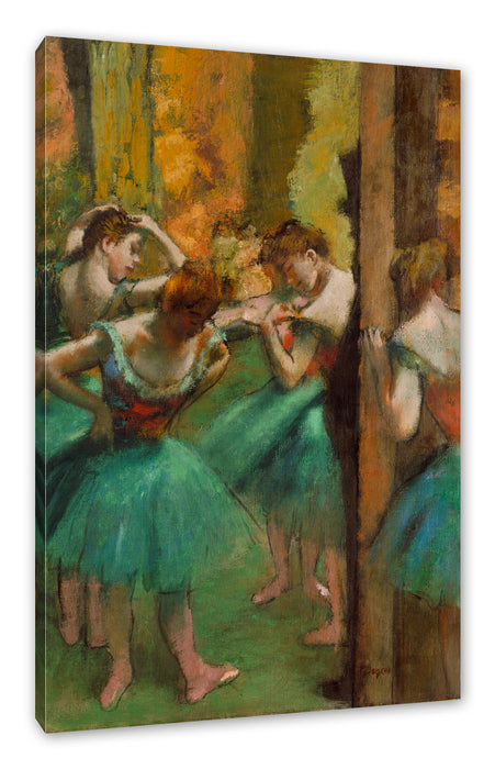 Pixxprint Edgar Degas - Tänzerinnen pink und grün , Leinwandbild