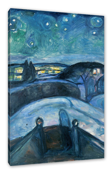 Pixxprint Edvard Munch - Sternennacht , Leinwandbild