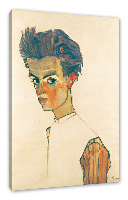 Pixxprint Egon Schiele - Selbstportrait , Leinwandbild