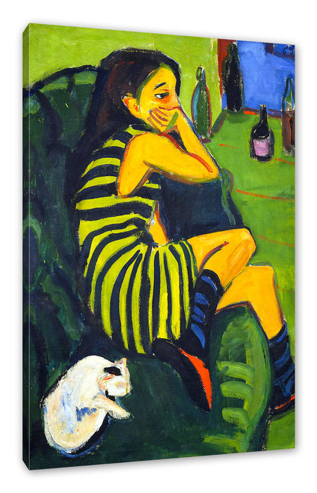 Pixxprint Ernst Ludwig Kirchner - Artistin Marzella, Leinwandbild