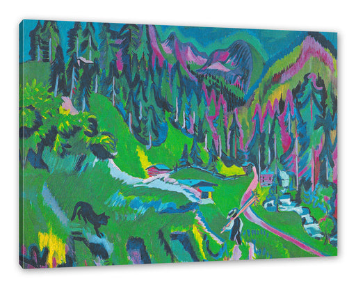 Ernst Ludwig Kirchner - Landschaft Sertigal Leinwanbild Rechteckig