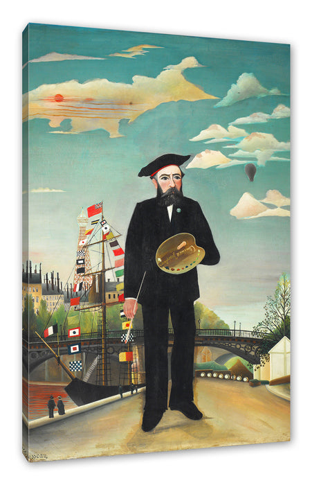 Pixxprint Henri Rousseau - Selbstbildnis mit Palette Naivism, Leinwandbild