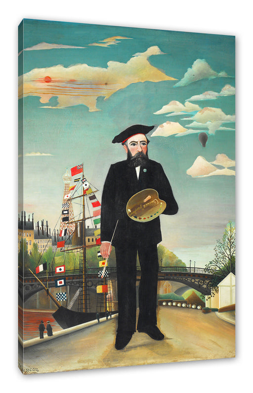 Henri Rousseau - Selbstbildnis mit Palette Naivism Leinwanbild Rechteckig