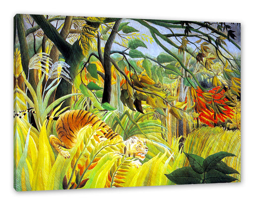 Henri Rousseau - Tiger vom tropischen Sturm überrascht Leinwanbild Rechteckig