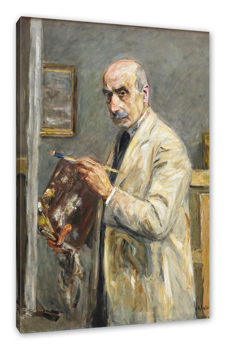 Pixxprint Max Liebermann - Selbstportrait mit Pinsel , Leinwandbild