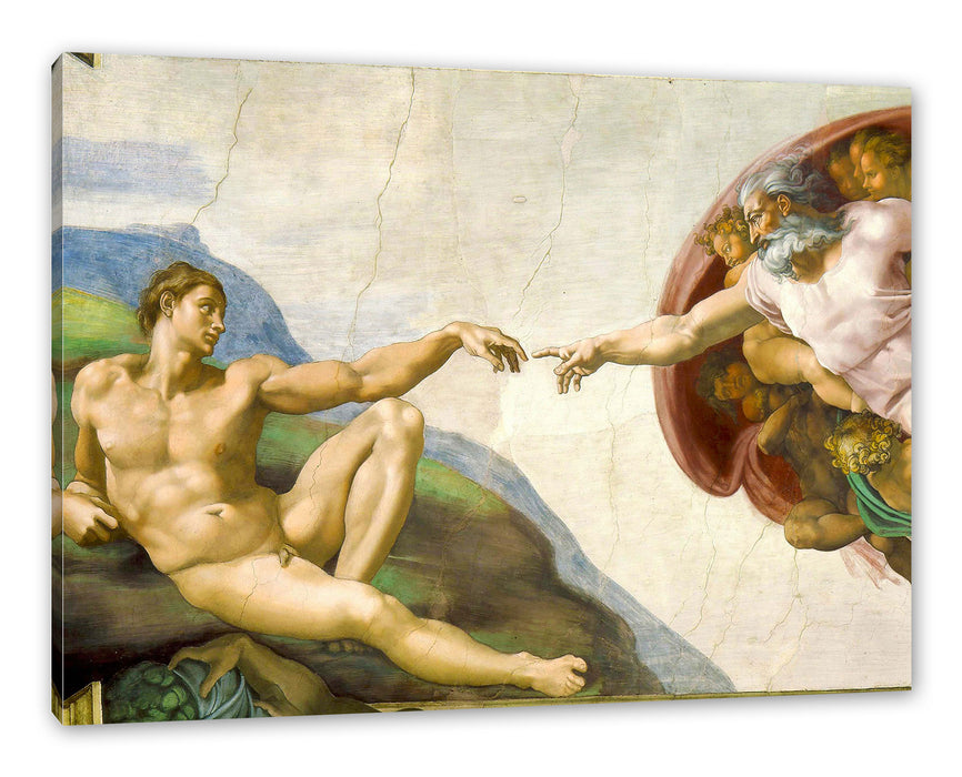 Pixxprint Michelangelo - Die Erschaffung Adams, Leinwandbild
