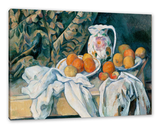 Paul Cézanne - Stillleben mit Vorhang Leinwanbild Rechteckig