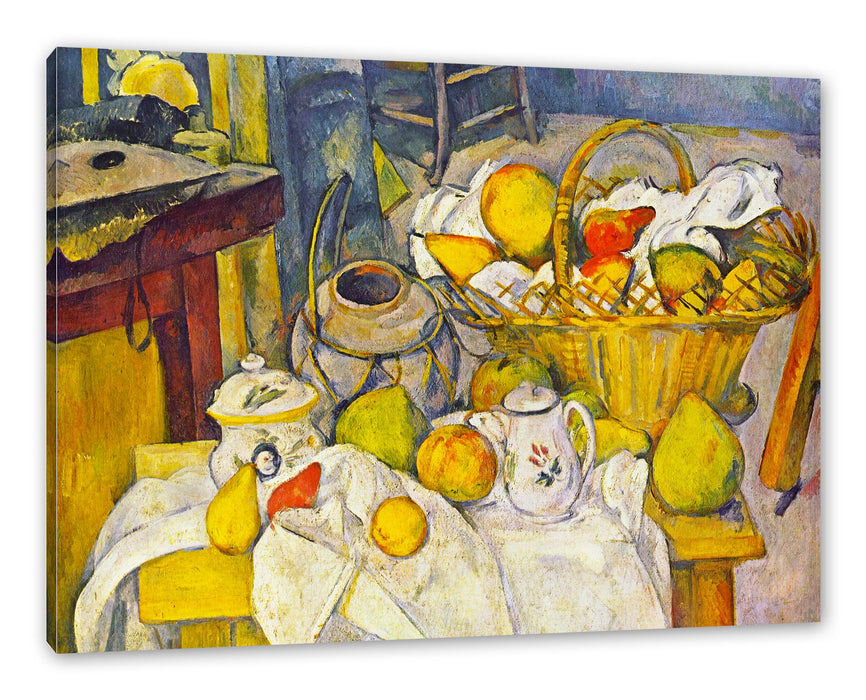 Pixxprint Paul Cézanne - Stillleben mit Korb, Leinwandbild