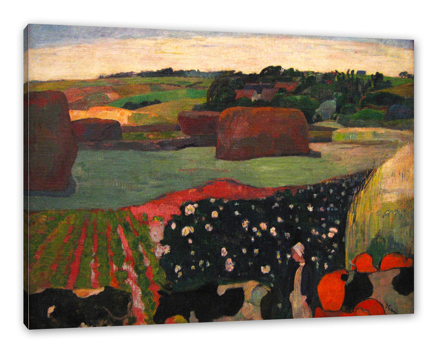 Pixxprint Paul Gauguin - Heuhaufen in der Bretagne, Leinwandbild