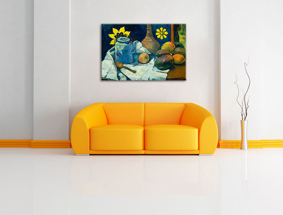 Paul Gauguin - Stillleben mit Tee-Kanne und Früchten  Leinwandbild im Wohnzimmer Rechteckig