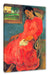Paul Gauguin - Frau im rotem Kleid  Leinwanbild Rechteckig