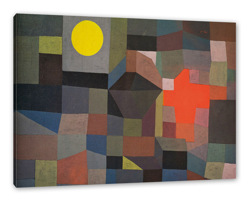 Pixxprint Paul Klee - Feuer bei Vollmond , Leinwandbild